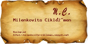 Milenkovits Ciklámen névjegykártya